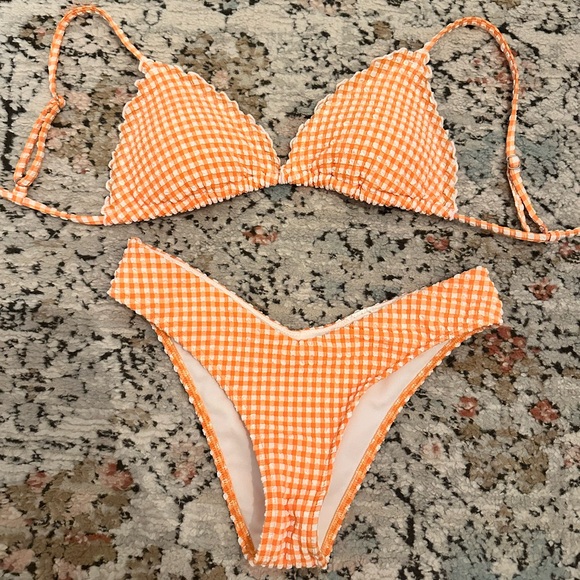 Abercrombie & Fitch Other - Abercrombie & Fitch Orange Gingham Triangle Bikini Set | XS